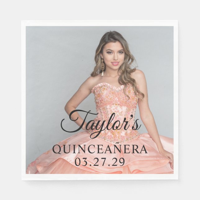 Serviette En Papier Photo de la robe Quinceanera (Devant)