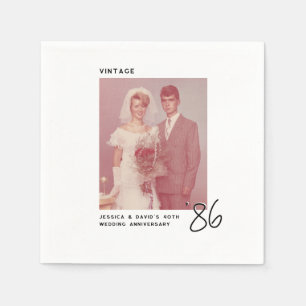 Serviette En Papier Photo de mariage vintage pour anniversaire de mari