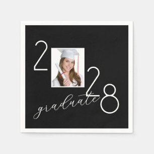 Serviette En Papier Photo de remise des diplômes 2028 sur fond noir