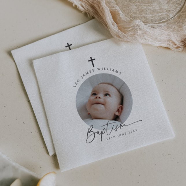 Serviette En Papier Photo du baptême (Zazzle Baptism Photo Napkins)