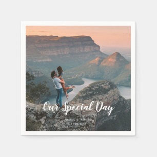 Serviette En Papier Photo du jour de mariage personnalisé