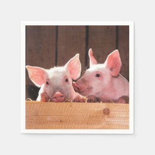 Serviette En Papier Photo d'un animal de porcelets roses mignons