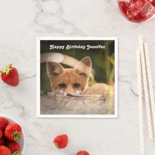 Serviette En Papier Photo d'un joli petit renard orange