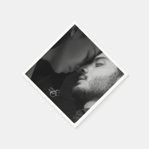 Serviette En Papier Photo en couple et Mariage de monogramme Napkin