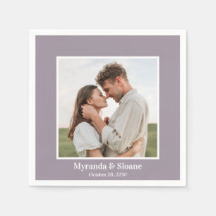 Serviette En Papier Photo Engagement Party Purple Napkins