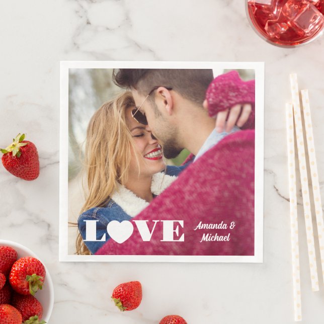 Serviette En Papier Photo et Noms personnalisés AMOUR (En situation)