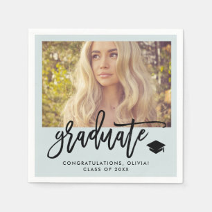 Serviette En Papier Photo et script tendance Mint Green Graduate