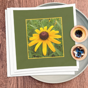 Serviette En Papier Photo Framed Single Yellow Rudbeckia Flower