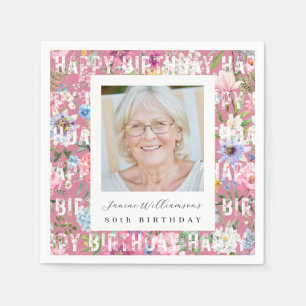 Serviette en papier photo gras 80e anniversaire