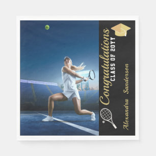 Serviette En Papier Photo joueur de tennis Blue Gold White graduation