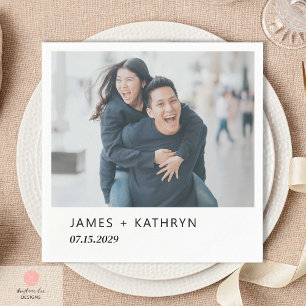 Serviette En Papier Photo minimaliste Mariage simple élégant moderne