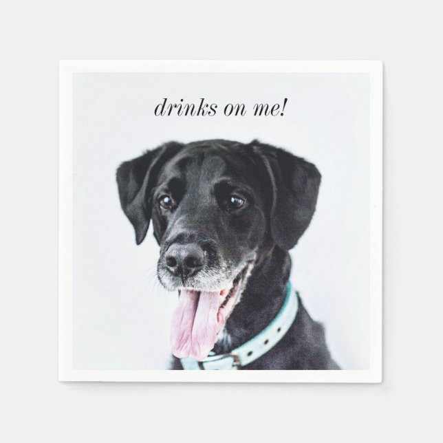 Serviette En Papier Photo moderne Elégant Merci chien Mariage animal d (Devant)