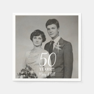 Serviette En Papier photo personnalisé d'anniversaire de mariage moder