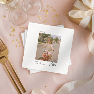 Serviette En Papier Photo personnalisé d'anniversaire vintage pour tou