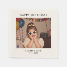 Photo personnalisé pour fête d'anniversaire écru
