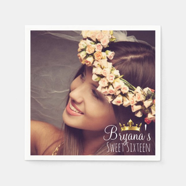 Serviette En Papier Photo personnalisé sur mesure Fête douce 16 ans (Devant)