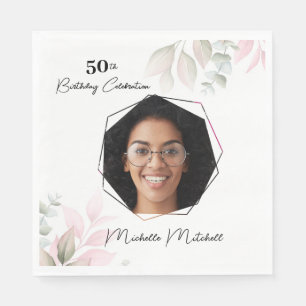 Serviette En Papier Photo personnalisée 50e anniversaire Papier floral
