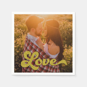Serviette En Papier Photo personnalisée avec superposition d'amour en