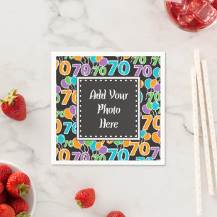 Serviette En Papier Photo personnalisée Colorful 70th Birthday Paper N