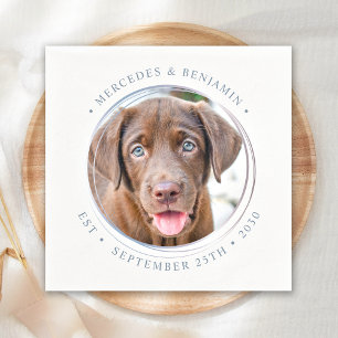 Serviette En Papier Photo personnalisée Elegant Dusty Blue Pet Chien M