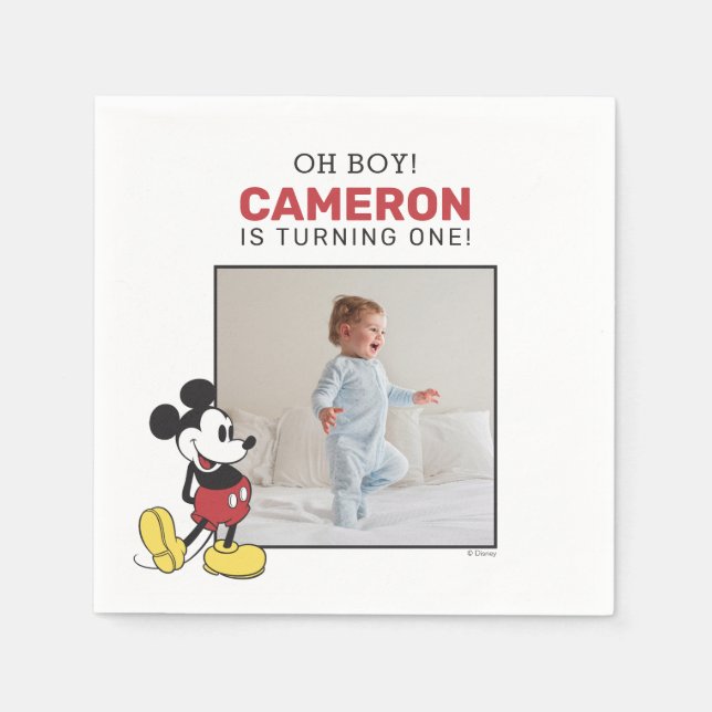 Serviette En Papier Photo simple moderne Mickey Mouse Anniversaire (Devant)