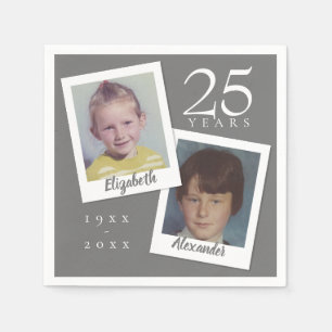 Serviette En Papier Photos du 25e anniversaire du Mariage d'argent