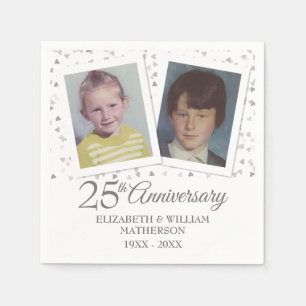 Serviette En Papier Photos du 25e anniversaire du Mariage d'argent