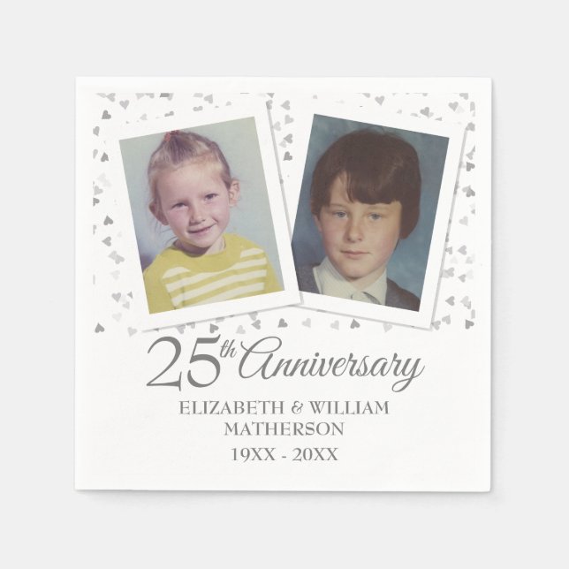 Serviette En Papier Photos du 25e anniversaire du Mariage d'argent (Devant)