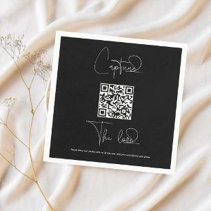 Serviette En Papier Photos Mariage Premium Simple Share avec code QR