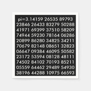 Serviette En Papier pi Chiffres Math Love pi= 3.14159 pi Jour noir bla