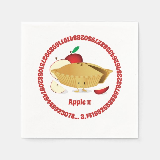 Serviette En Papier Pi Day Apple Pie Cartoon Numéro de caractère (Devant)