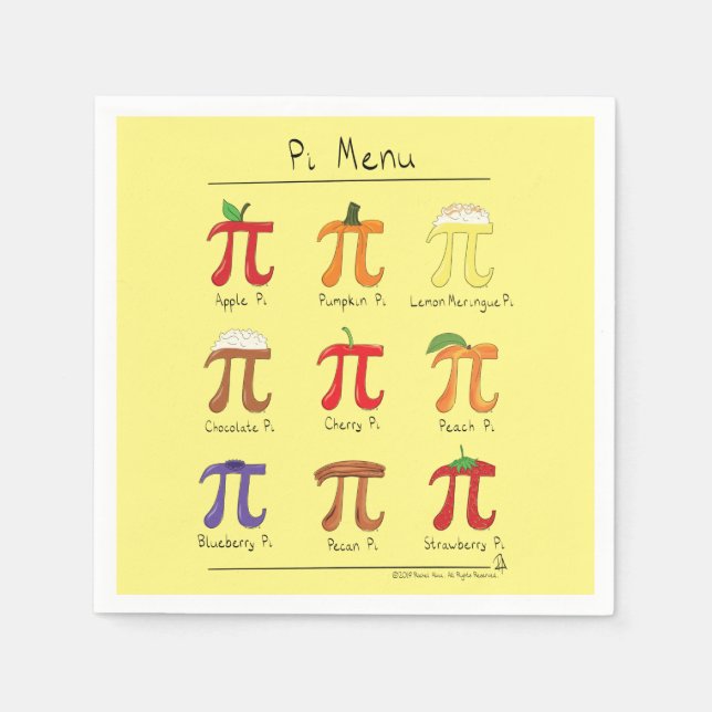 Serviette En Papier Pi Menu Cute Math Pi Day Party Napkins (Devant)