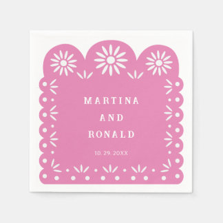 SERVIETTE EN PAPIER PICADO DE PÂLE MEXICAINE ROSE
