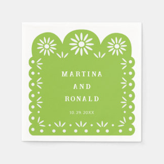 SERVIETTE EN PAPIER PICADO DE PEAU MEXICAIN VERT