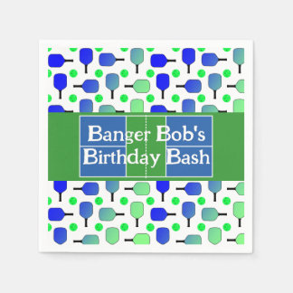 Serviette En Papier Pickleball Anniversaire Bleu Vert Paddle Ball Beng