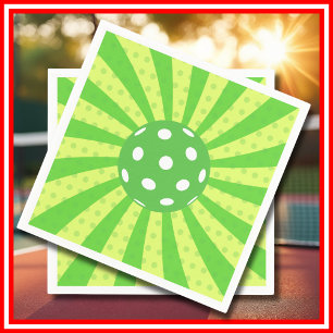 Serviette En Papier Pickleball Anniversaire Vert RETRO Stripes Sports