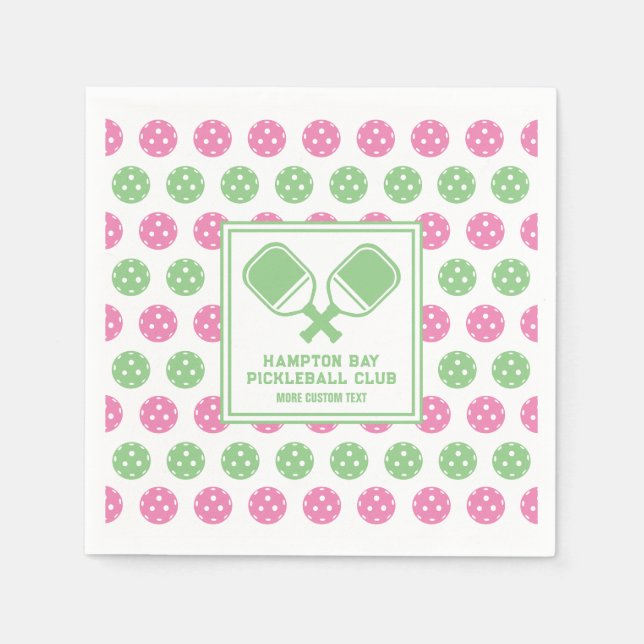 Serviette En Papier Pickleball Club Jardin Pickleball Court Texte pers (Devant)