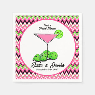 Serviette En Papier Pickleball Cosmo Dinks & Drinks Rose à Carreaux