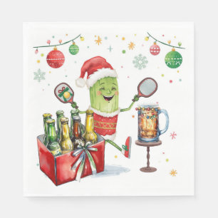 Serviette En Papier Pickleball Noël avec bière pour Noël