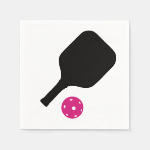 Serviette En Papier Pickleball paddles & boules roses