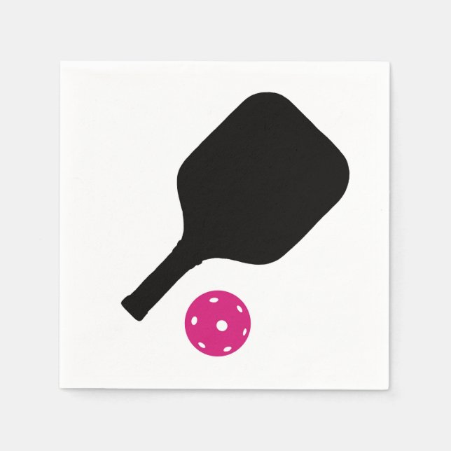 Serviette En Papier Pickleball paddles & boules roses (Devant)