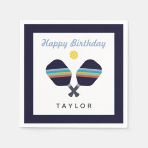 Serviette En Papier Pickleball Party Sports Bleu foncé Paddles rayées