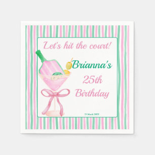 Serviette En Papier Pickleball rose et vert fête d'anniversaire person