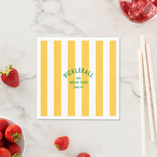 Serviette En Papier Pickleball Social Club Cabana Jaune Stripe
