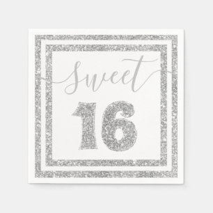 Serviette En Papier Pièce argentée d'anniversaire de rayure de parti