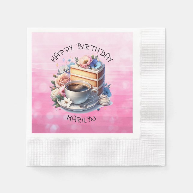 Serviette En Papier Pièce de gâteau d'anniversaire, Coupe de café et f (Devant)