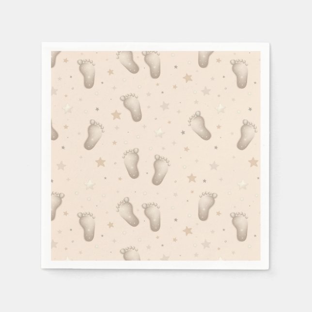 Serviette En Papier Pieds bébé garçon fille douche beige (Devant)