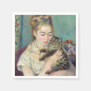 Serviette En Papier Pierre-Auguste Renoir - Femme avec chat