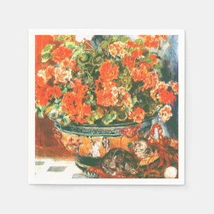 Serviette En Papier Pierre-Auguste Renoir Geraniums Et Chats