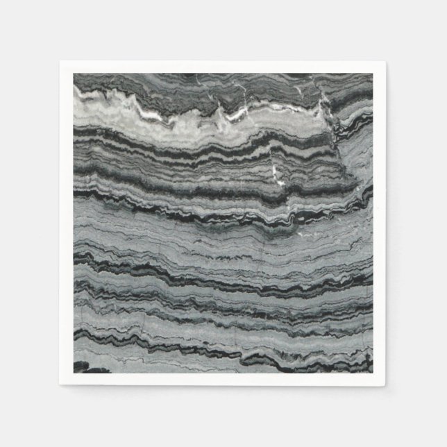 Serviette En Papier Pierre de gemme noire blanc marbre (Devant)